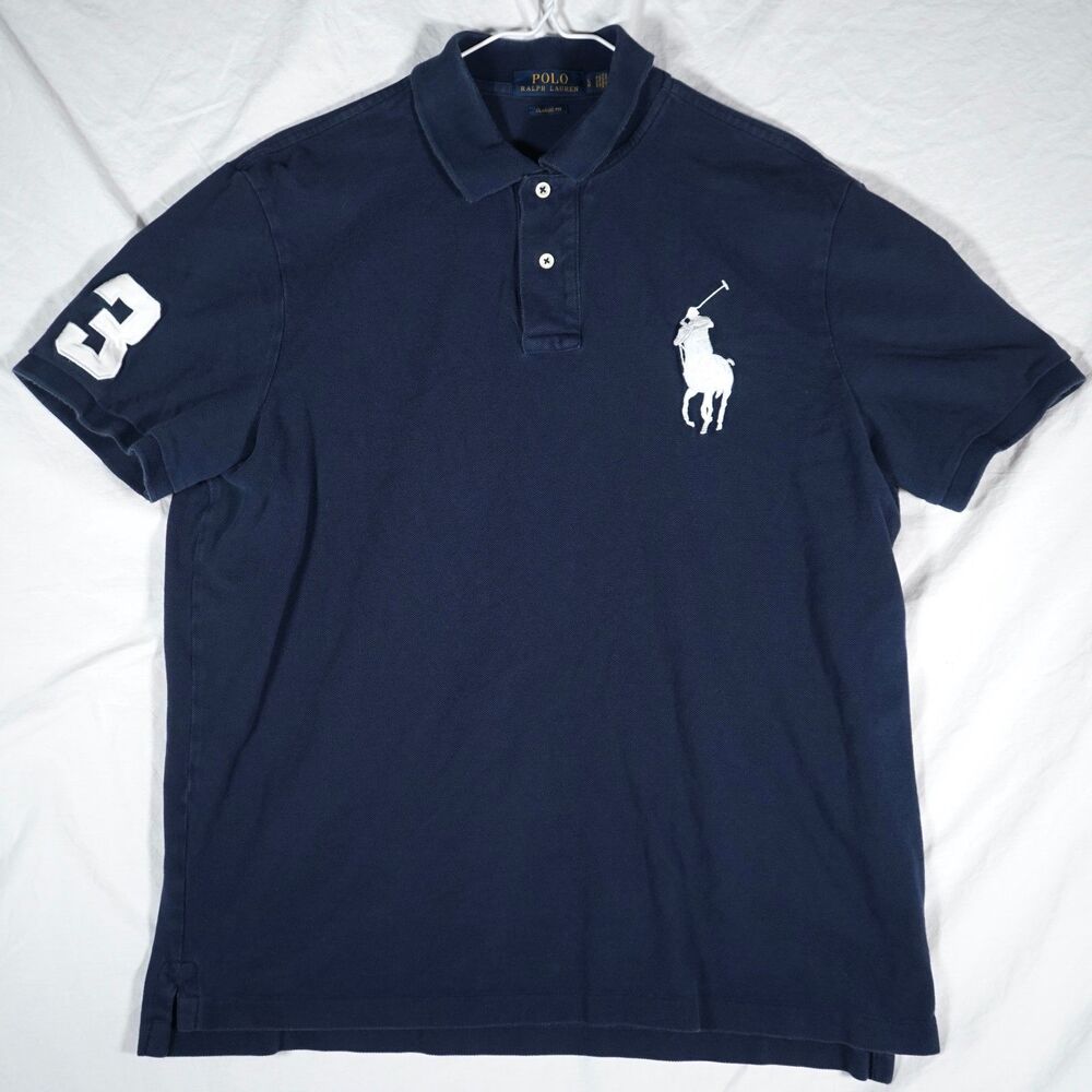 Ralph Lauren Polo Big Pony Shirt Navy Blue White Number 3 Small